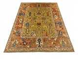 Oushak Floral Vase & Serrated Leaf Wool Area Rug