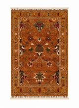 Palmette & Tree-Bordered Wool Area Rug