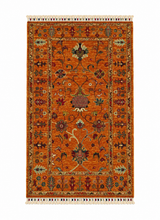 Palmette & Tree-Bordered Wool Area Rug