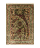 Kashan Lattice Abrash Medallion Area Rug