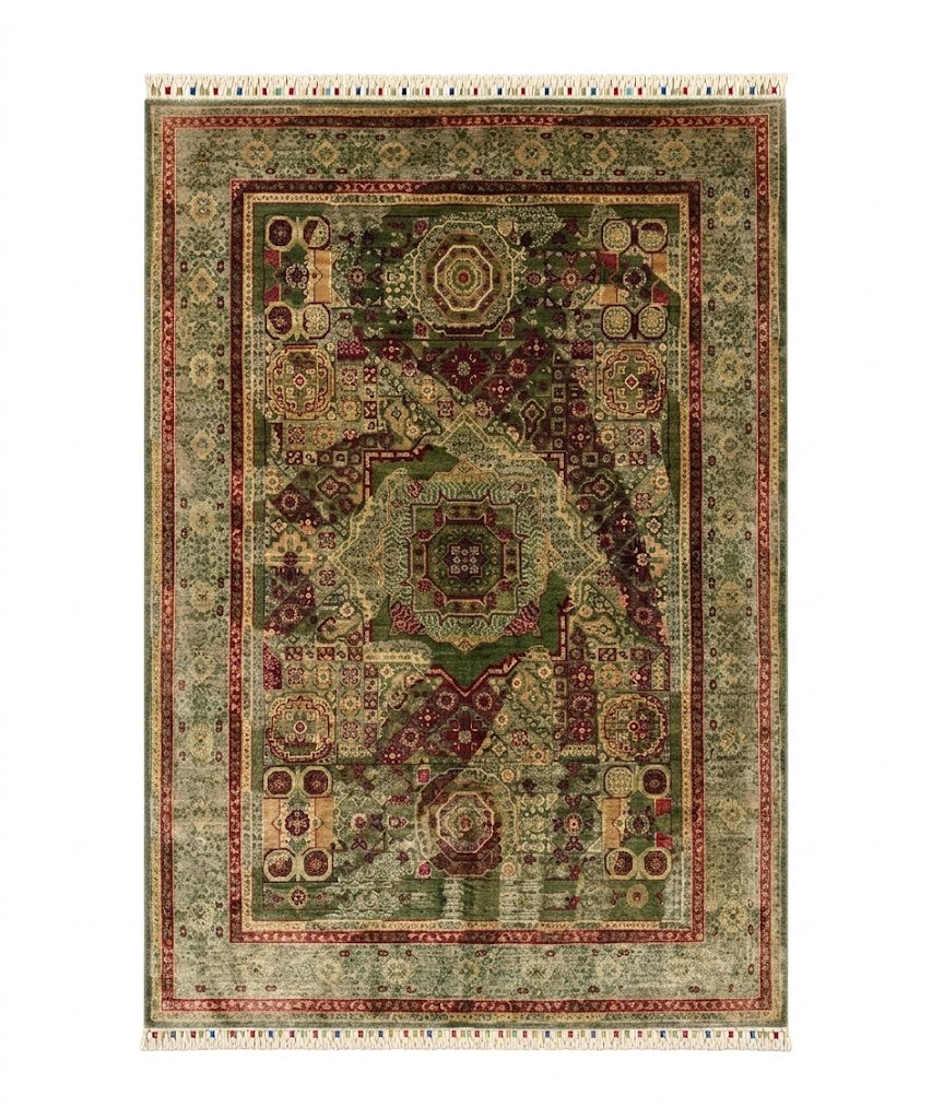 Kashan Lattice Abrash Medallion Area Rug