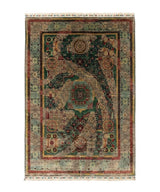 Kashan Lattice Abrash Medallion Area Rug