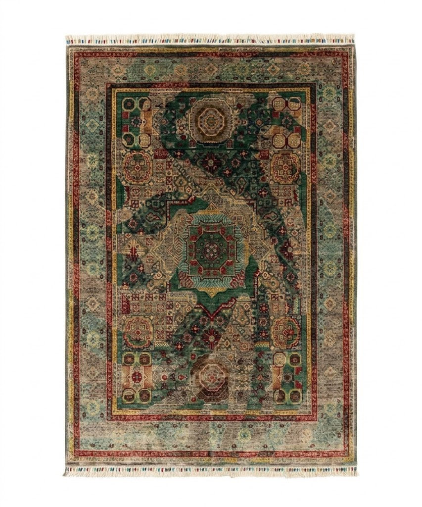 Kashan Lattice Abrash Medallion Area Rug