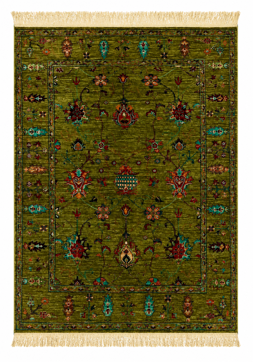Verdant Eden Olive Floral Area Rug