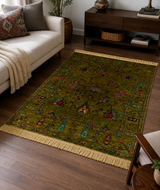 Verdant Eden Olive Floral Area Rug