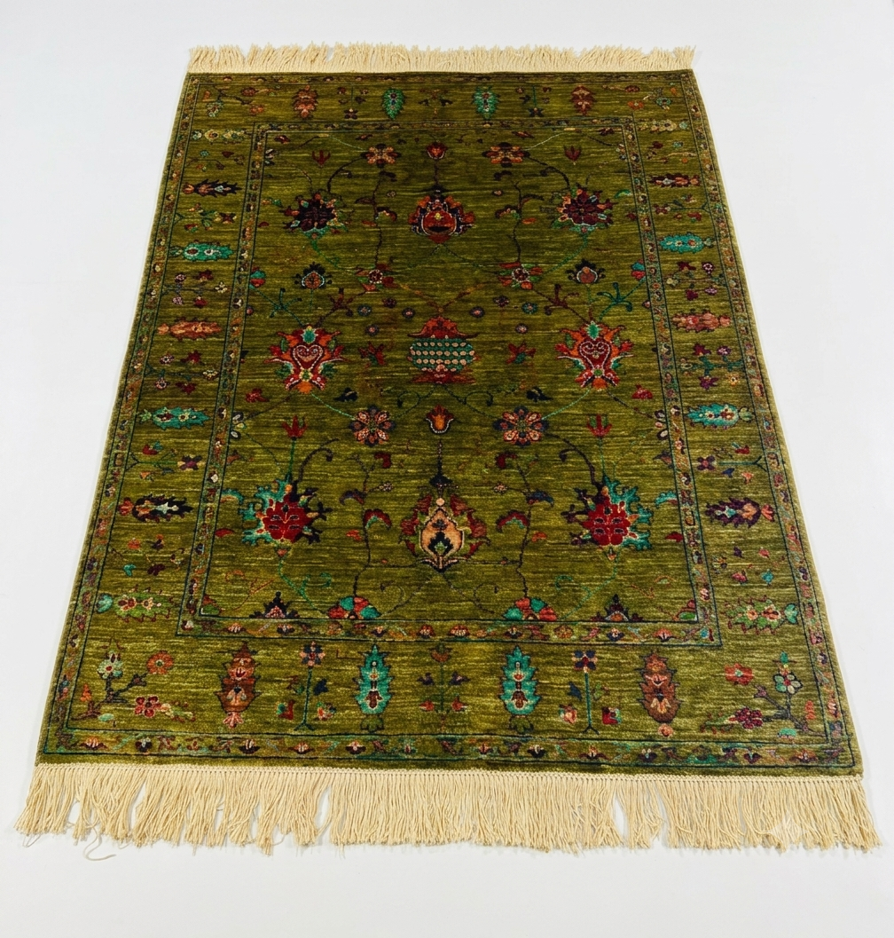Verdant Eden Olive Floral Area Rug