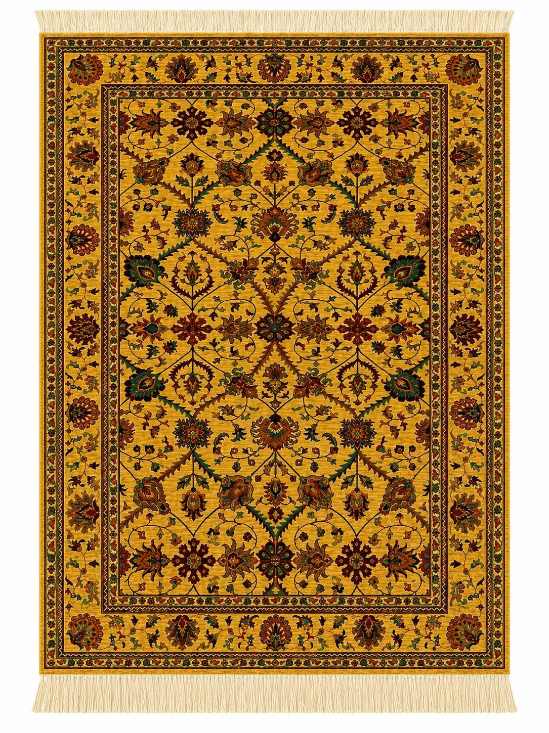 Golden Honey Geometric Persian-Style Rug