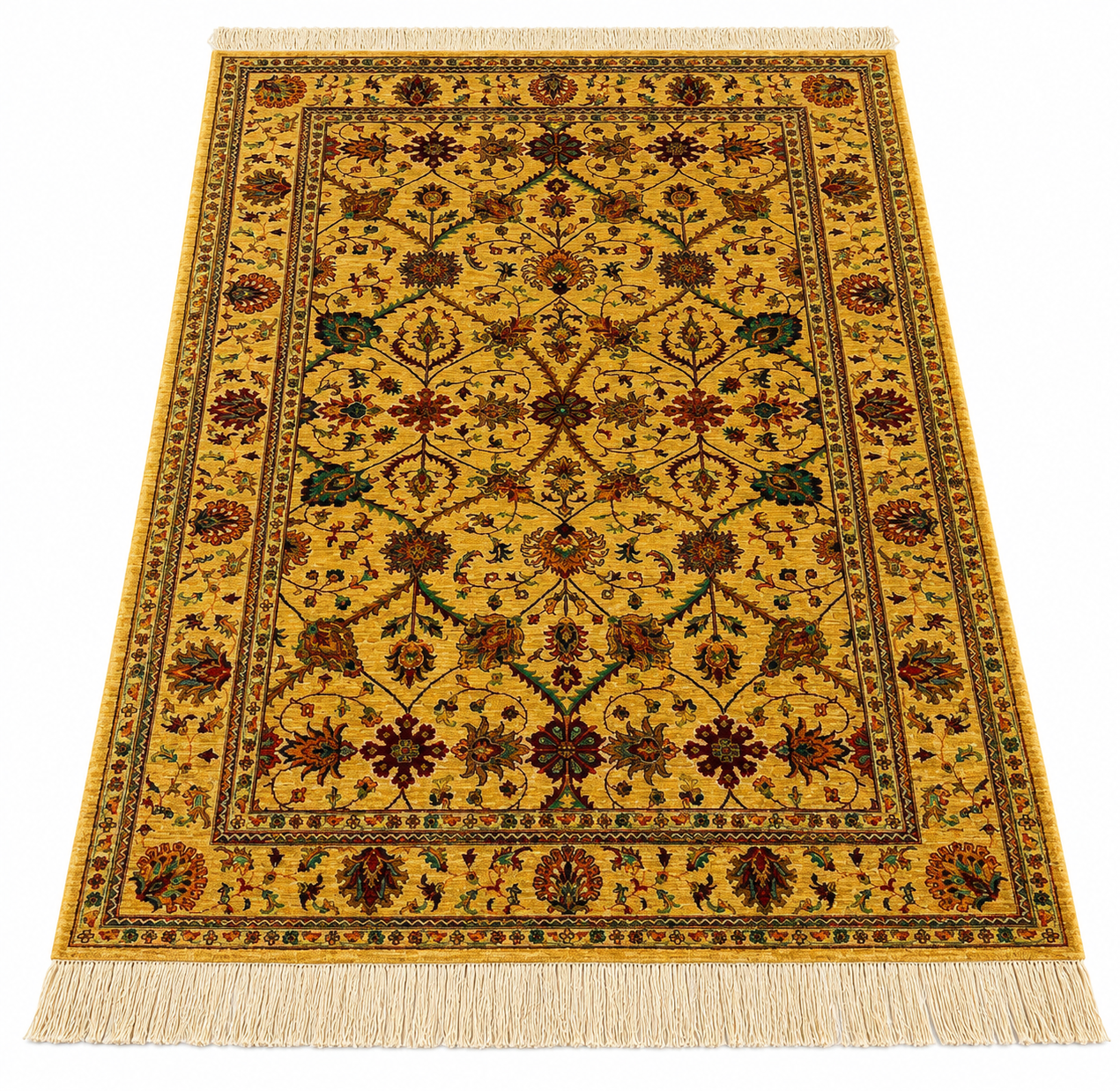 Golden Honey Geometric Persian-Style Rug