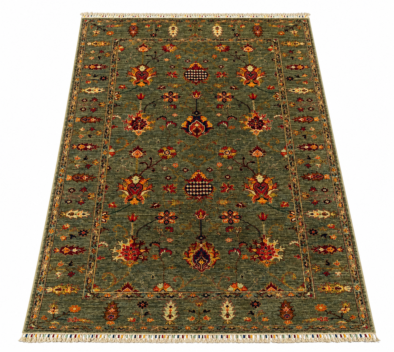 Charcoal & Moss Botanical Floral Area Rug