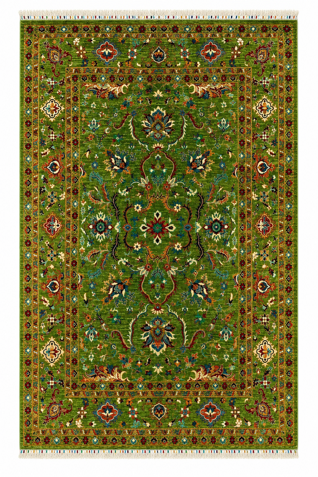 Vibrant Lime Hand-Knotted Oriental Rug
