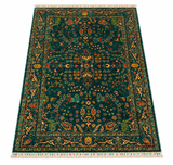 Teal Enchanted Garden Birds Oriental Rug