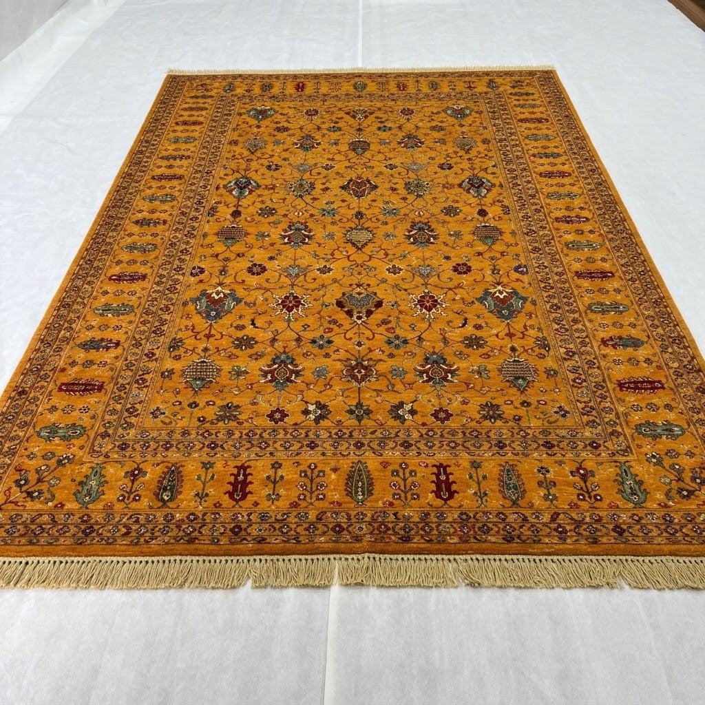 Mughal Stylized Vine Honey Ochre Accent Rug