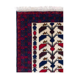 Baluchi Tree of Life Handmade Ivory and Navy Mat