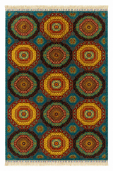 Turquoise Crown Geometric Tile Accent Rug