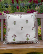 Mughal Floral Block-Print Cushion