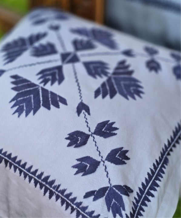 Pine Motif Embroidered Cushion