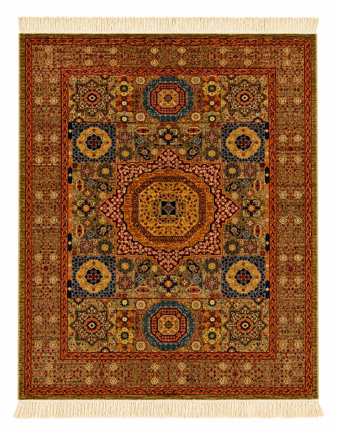 Royal Saffron & Indigo Medallion Area Rug