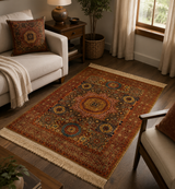 Royal Saffron & Indigo Medallion Area Rug
