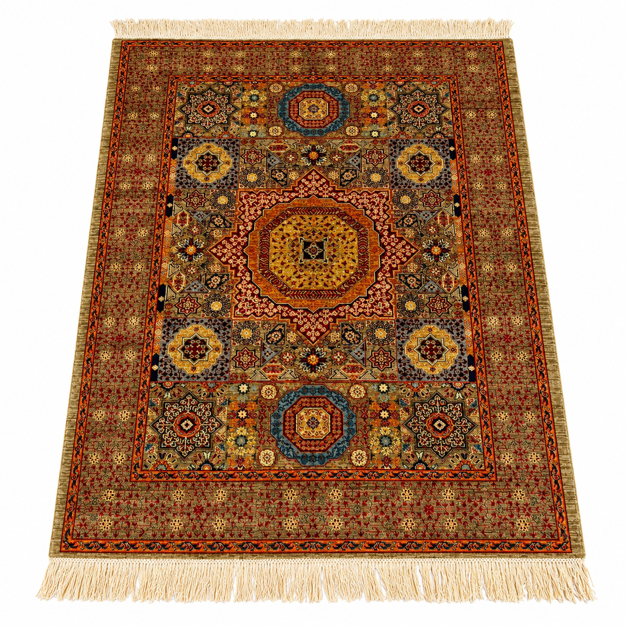 Royal Saffron & Indigo Medallion Area Rug