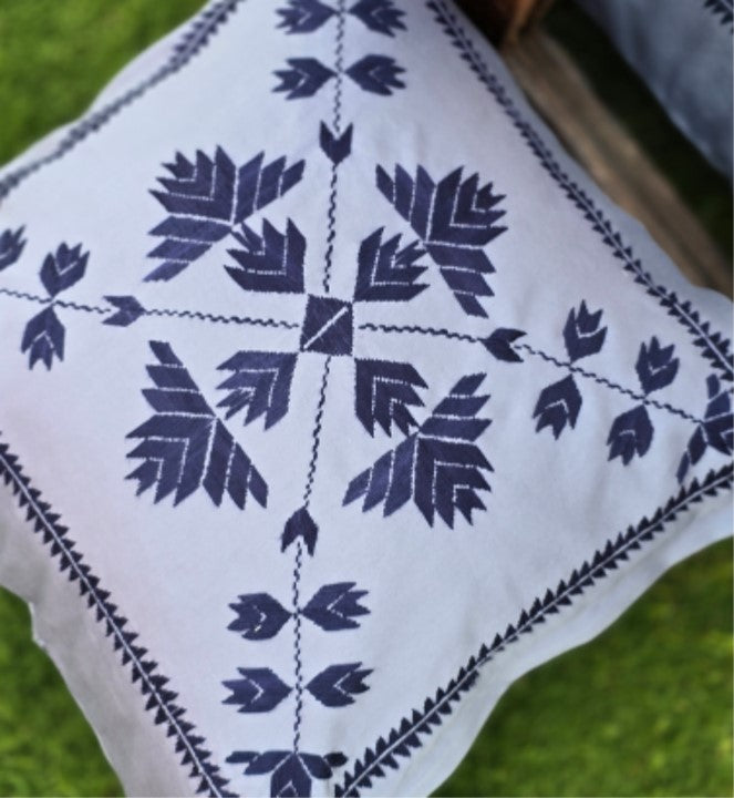 Pine Motif Embroidered Cushion