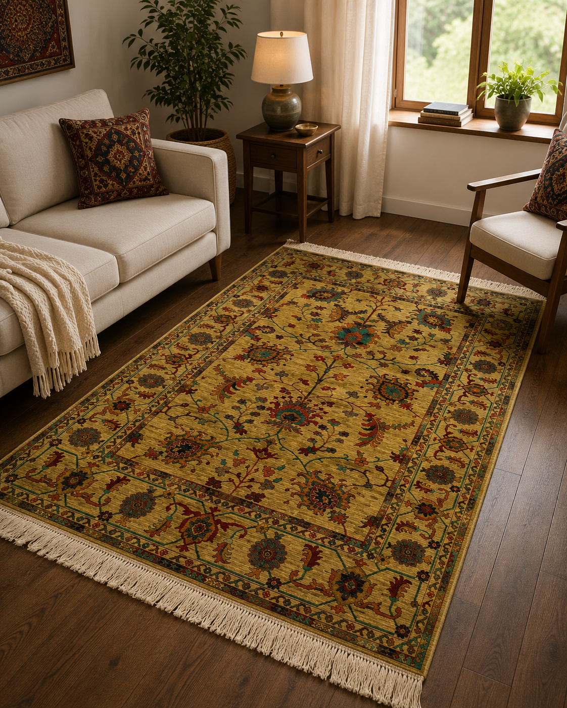 Saffron Garden Paisley Floral Area Rug