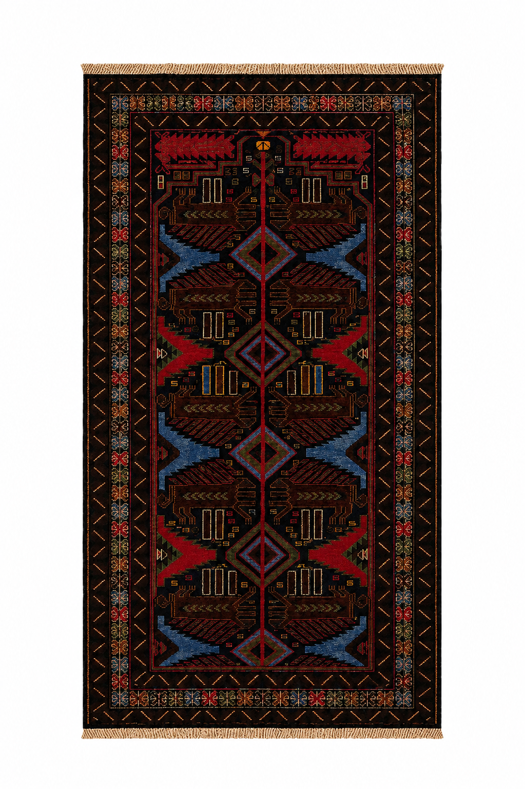 Baluchi Stylized Floral Area Rug