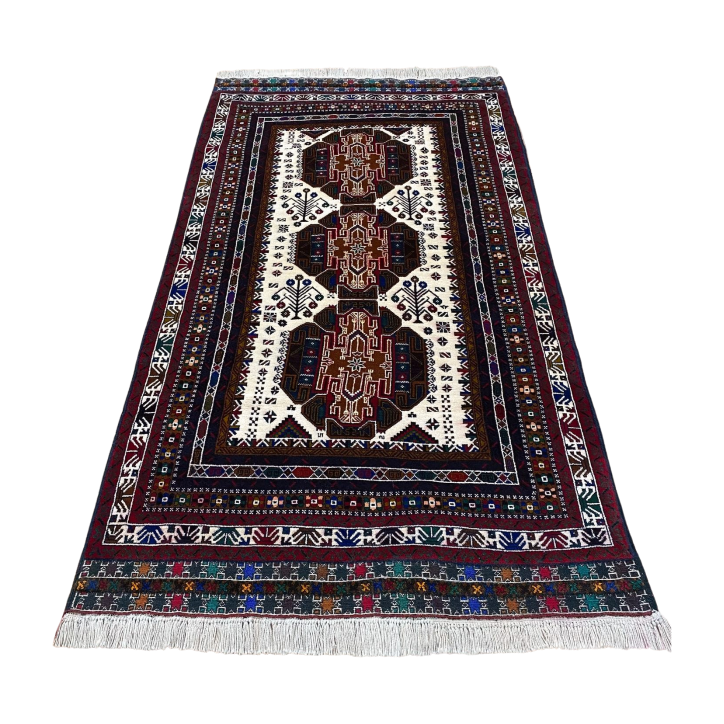 Baluchi Interlocking Diamond Pattern Dark Navy Mat