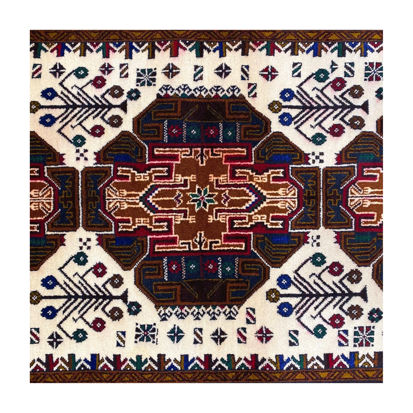 Baluchi Interlocking Diamond Pattern Dark Navy Mat