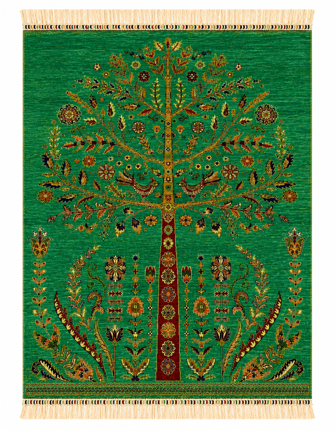 Emerald Forest Pictorial Hand-Knotted Rug