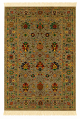 Slate Sage Floral Hand-Knotted Oriental Rug