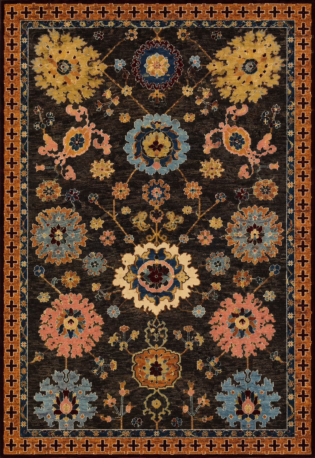 Chinese Samarkand Botanical Bloom Area Rug