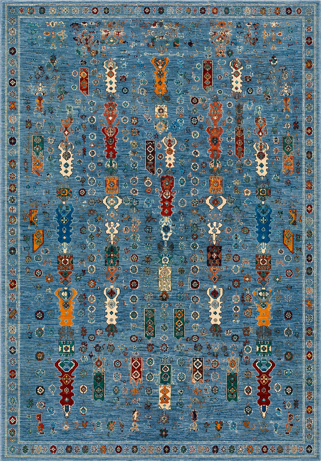 Modern Kazakh Tribal Totem Area Rug