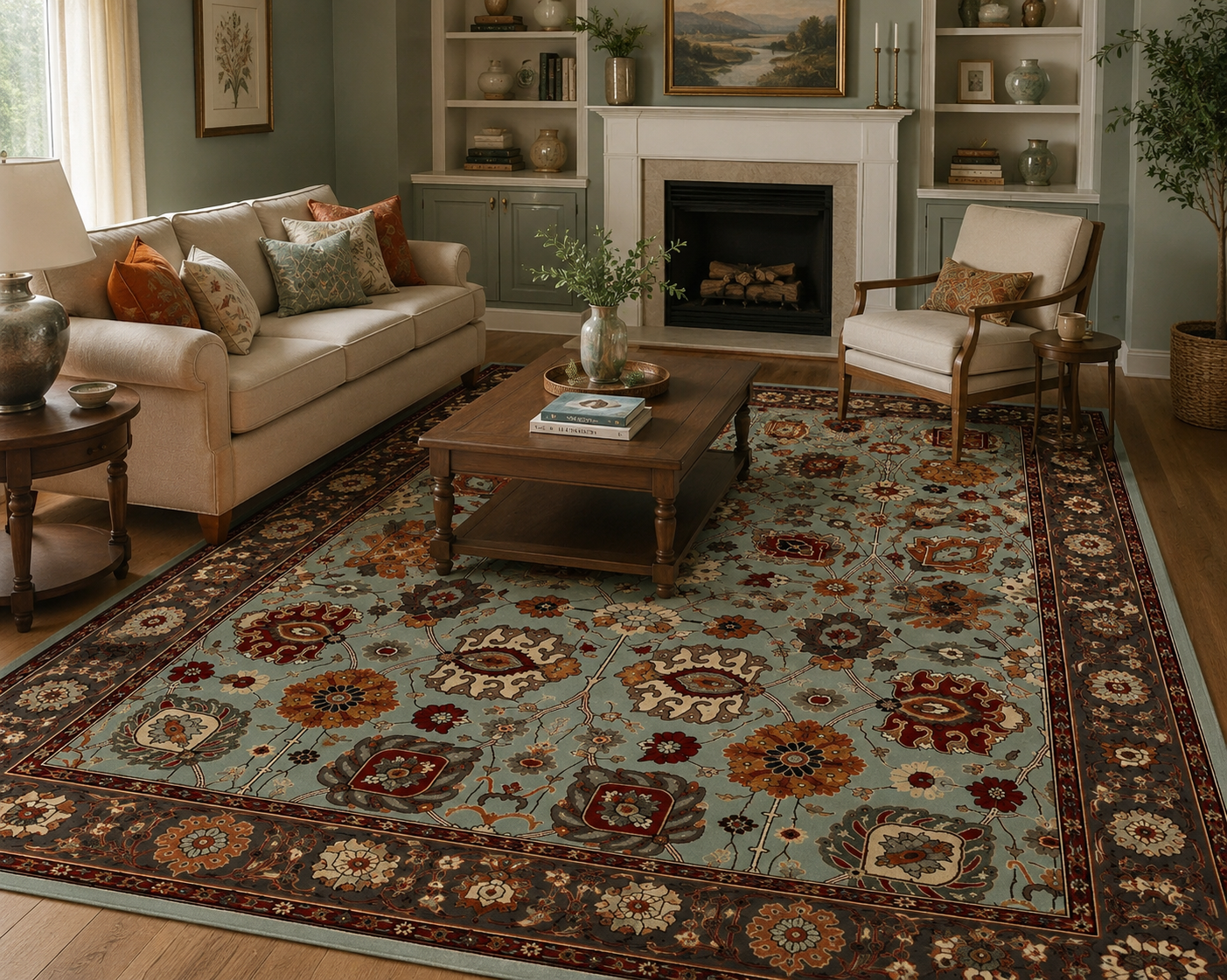 Ziegler Sultanabad Botanical Lattice Area Rug