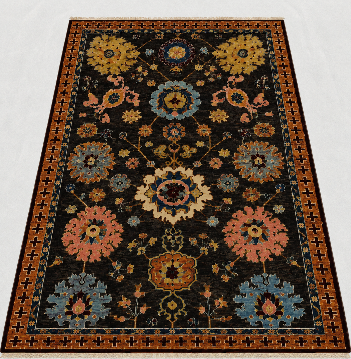 Chinese Samarkand Botanical Bloom Area Rug