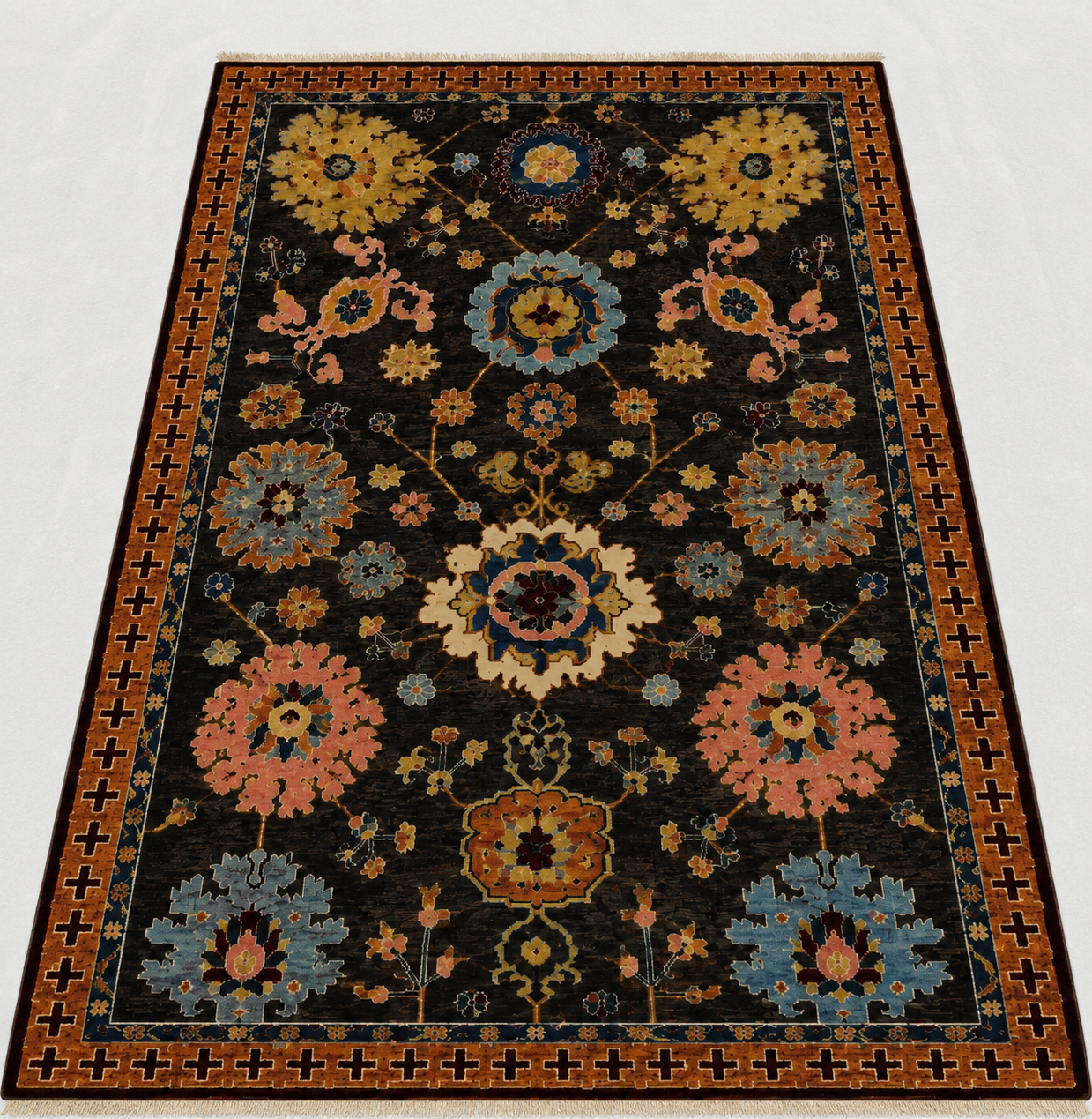 Chinese Samarkand Botanical Bloom Area Rug