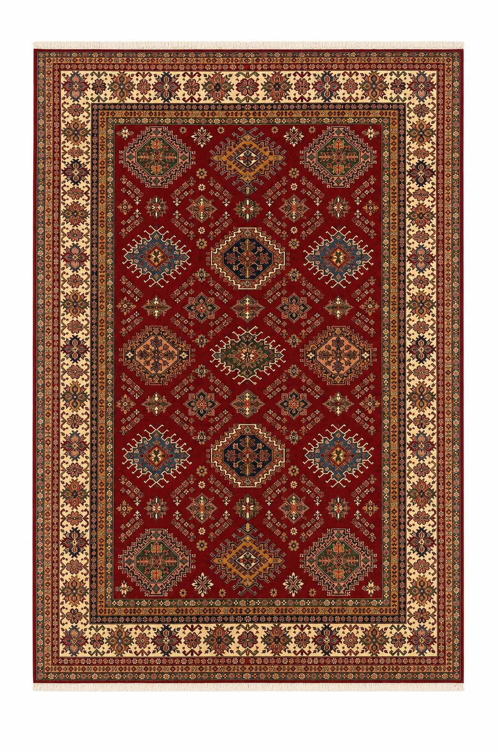 Caucasian Geometric Medallion Area Rug