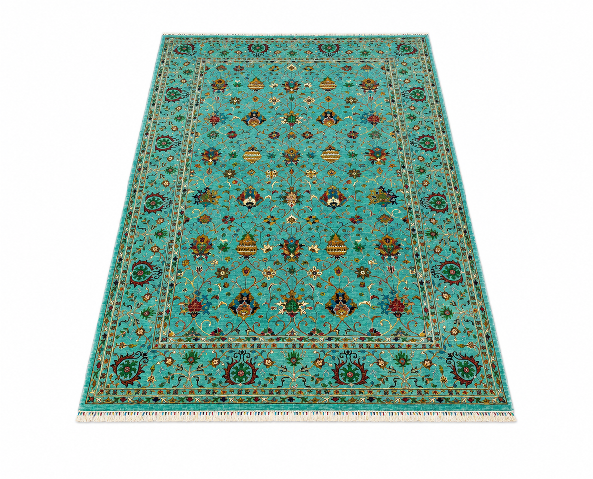 Teal Splendor Persian Oushak Medallion Rug