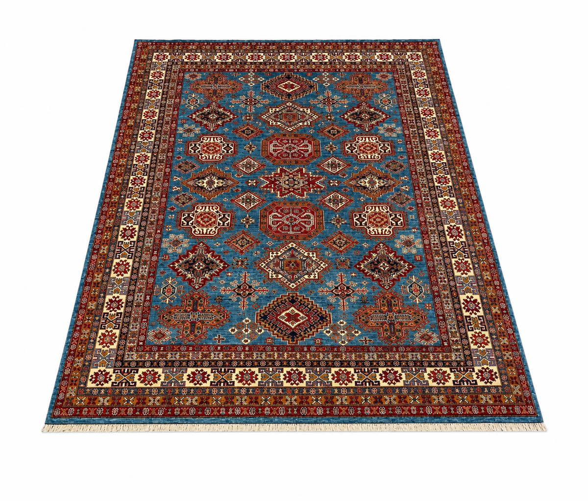 Authentic Caucasian Medallion Wool Area Rug