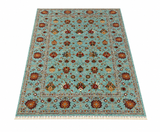 Oushak Botanical Palmette Hand-Knotted Wool Area Rug