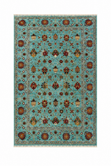 Oushak Botanical Palmette Hand-Knotted Wool Area Rug
