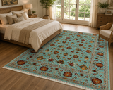 Oushak Botanical Palmette Hand-Knotted Wool Area Rug