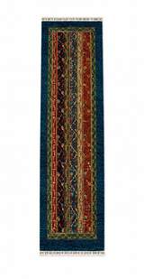 Afghani Linear Chevron Striped Runner Rug