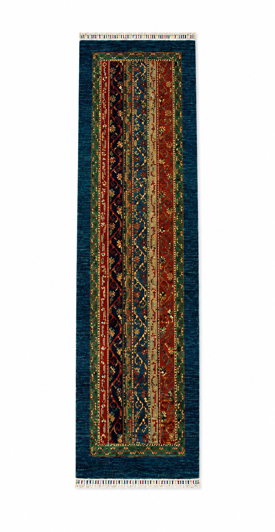 Afghani Linear Chevron Striped Runner Rug