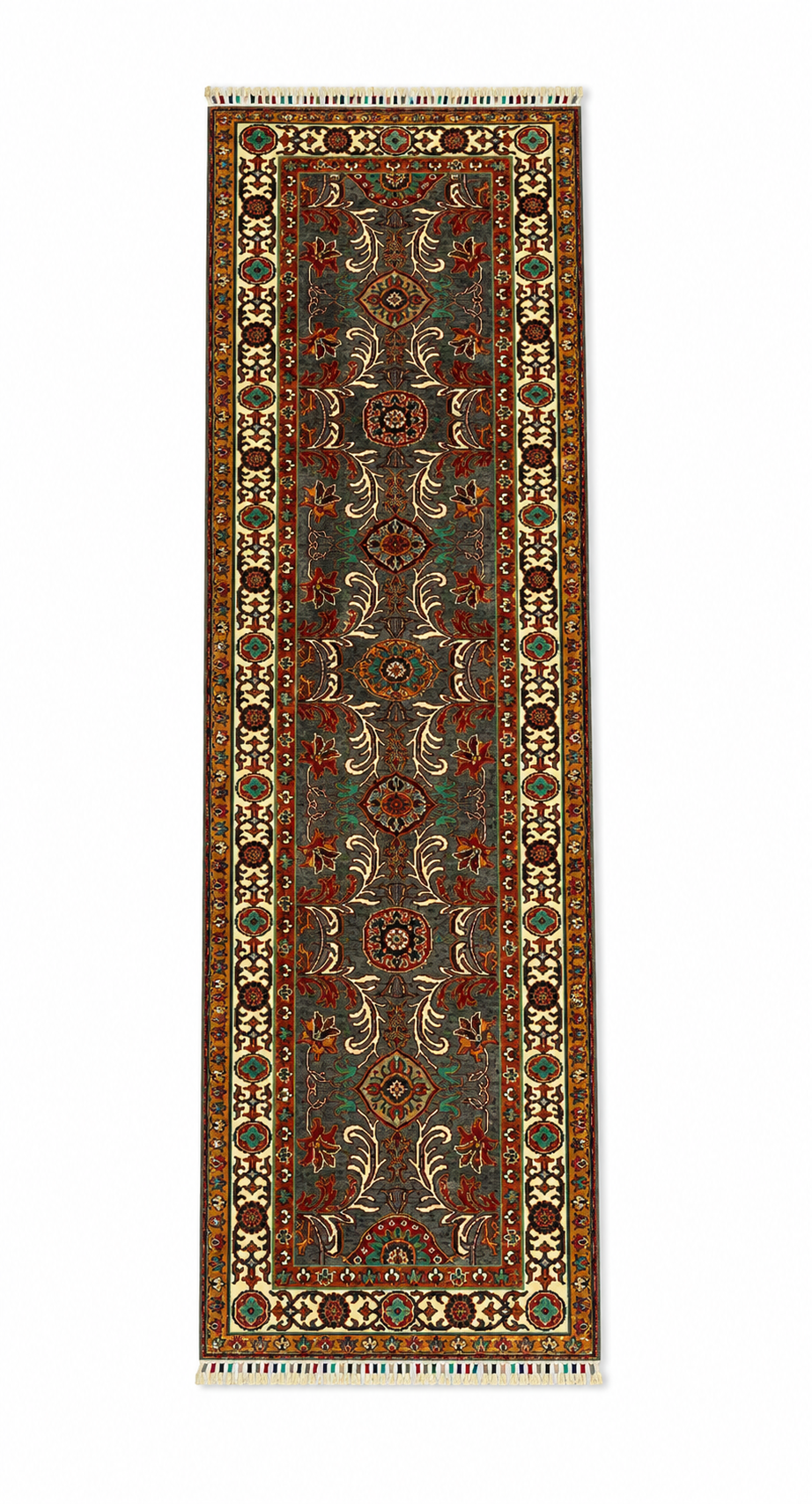 Peshawar Chobi Herati Rosette Runner Rug