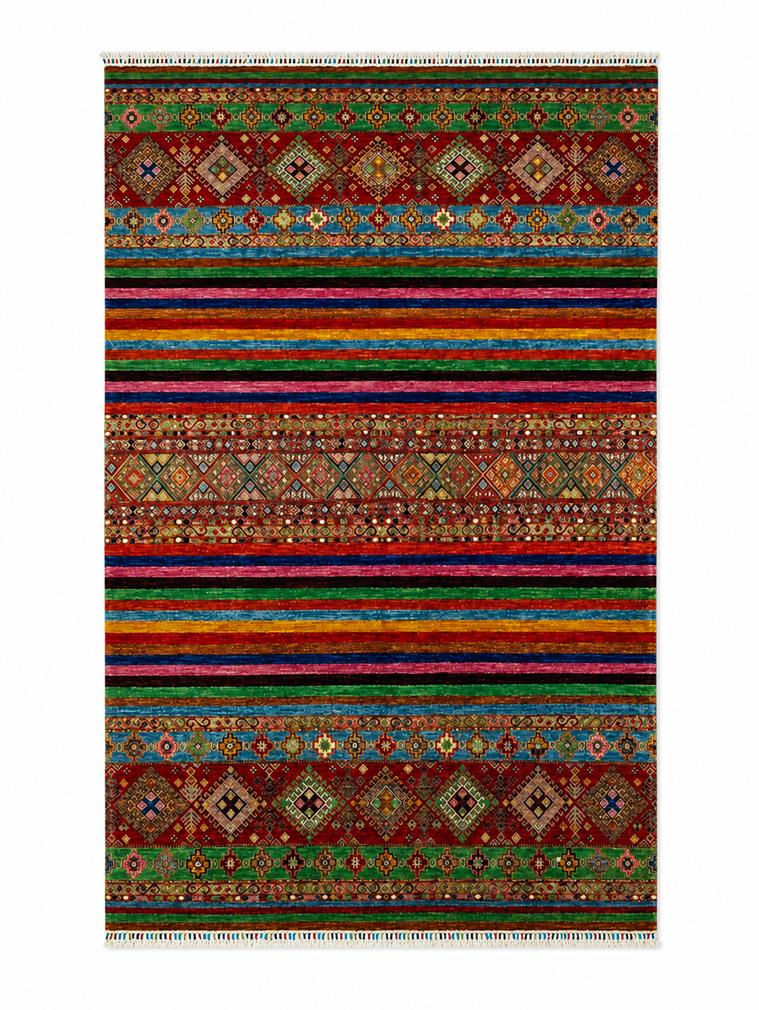 Afghani Nomad Prismatic Lattice Area Rug