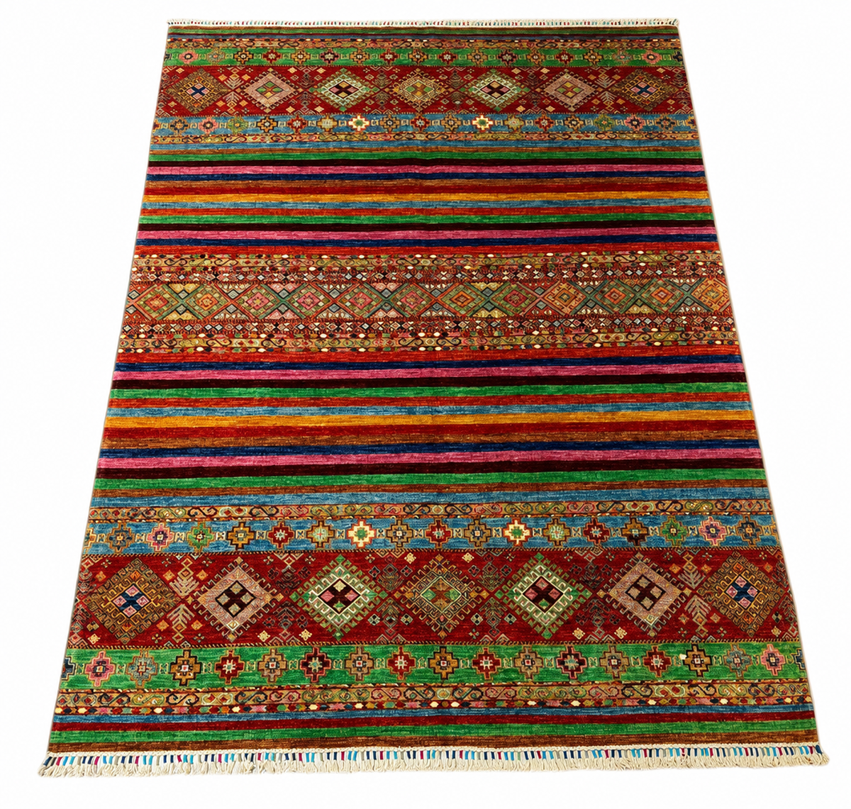 Afghani Nomad Prismatic Lattice Area Rug