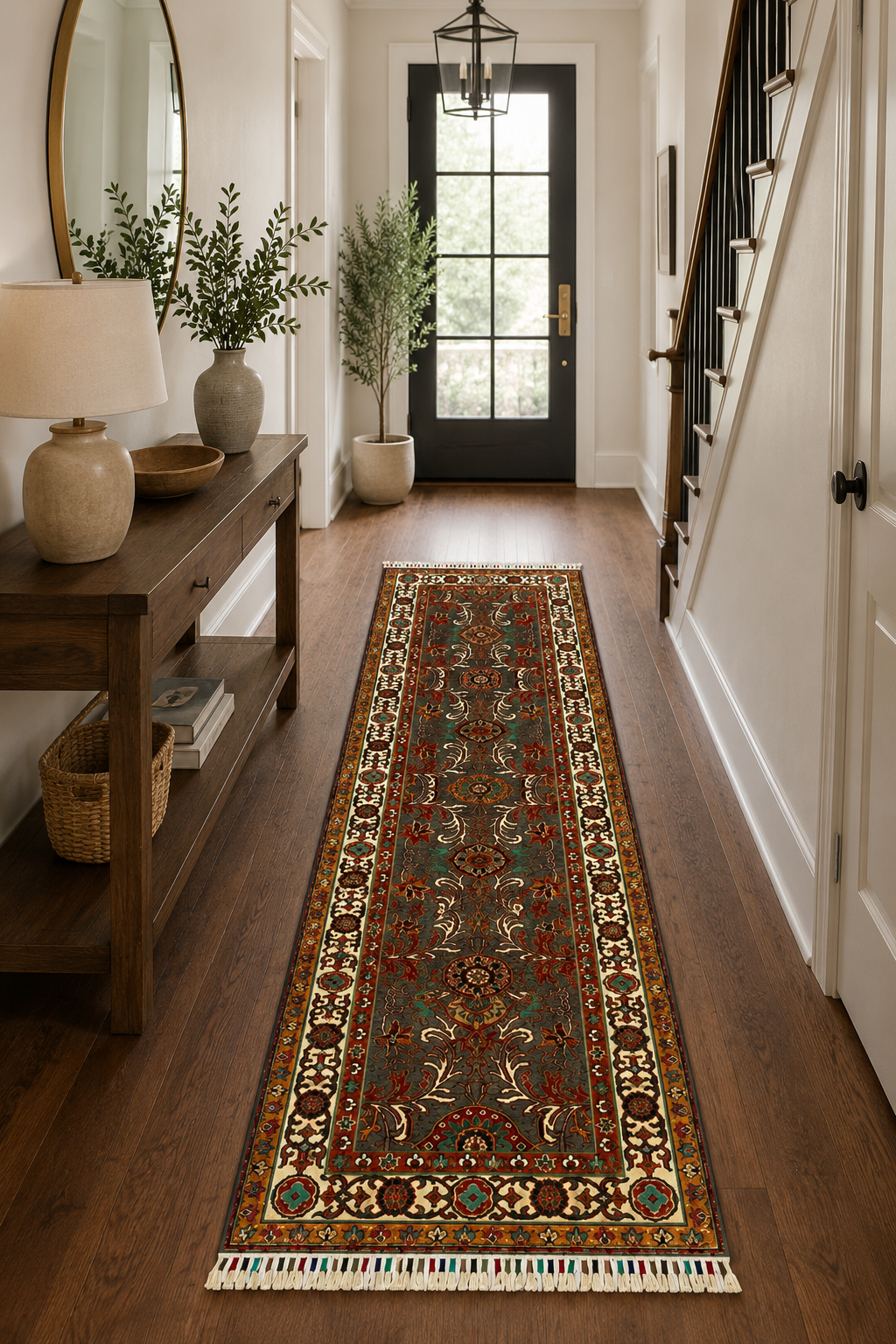 Peshawar Chobi Herati Rosette Runner Rug