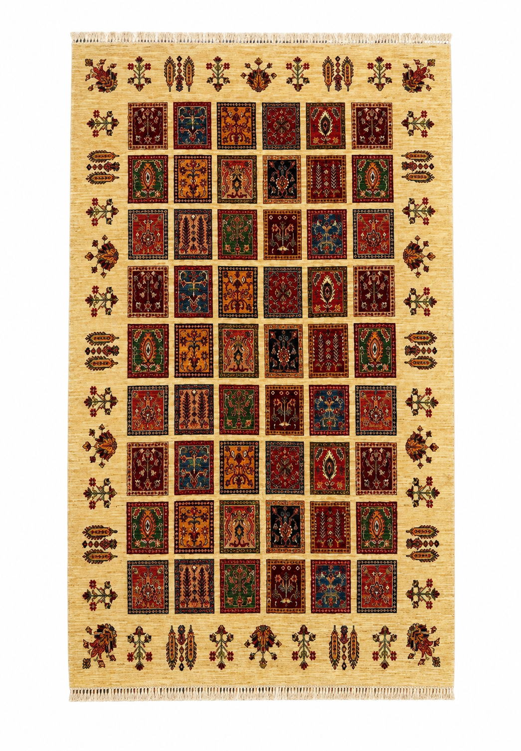 Afghani Chobi Garden Compartment Mosaic Area Rug