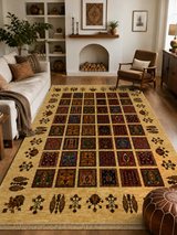 Afghani Chobi Garden Compartment Mosaic Area Rug