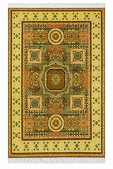 Olive & Rust Geometric Caucasian-Style Oriental Rug